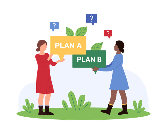 Gente de negocios eligiendo un plan de negocios  Ilustración