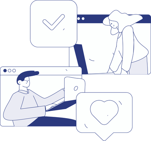Gente de negocios que tiene una reunión de negocios en línea  Ilustración
