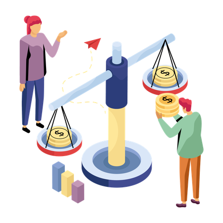 Empresários equilibrando as finanças da empresa  Ilustração