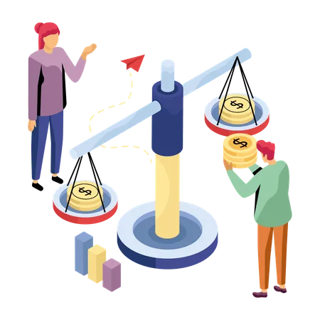 Empresários equilibrando as finanças da empresa  Ilustração