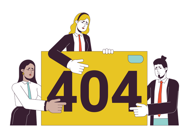 Mensagem flash de erro 404 de falha de apresentação de empresários  Ilustração