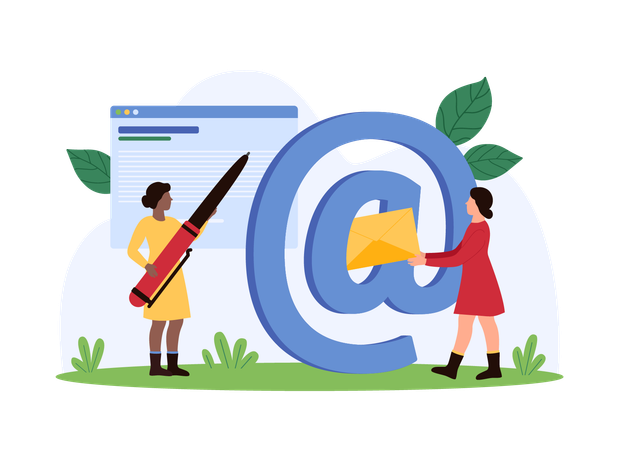 Pessoas de negócios fazendo comunicação por e-mail  Ilustração