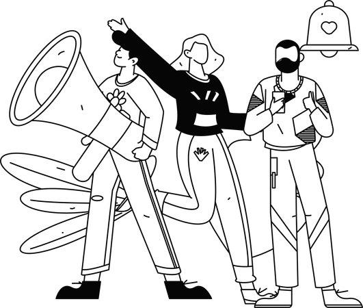 Empresários fazendo marketing online  Ilustração