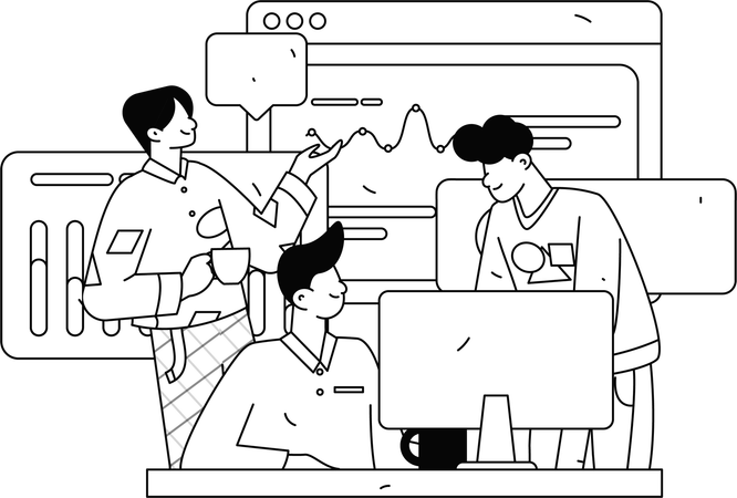 Pessoas de negócios fazendo análise de dados de negócios  Ilustração