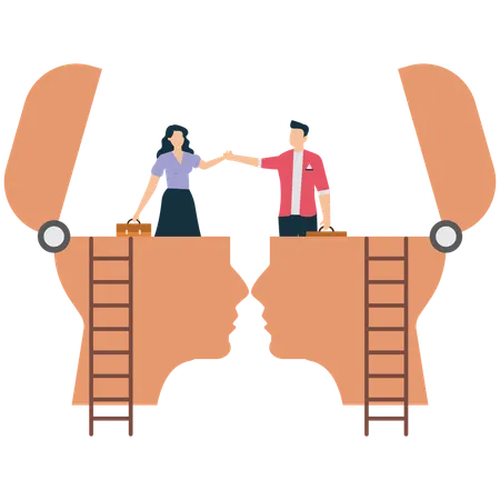 Pessoas de negócios praticando pensamento colaborativo  Ilustração