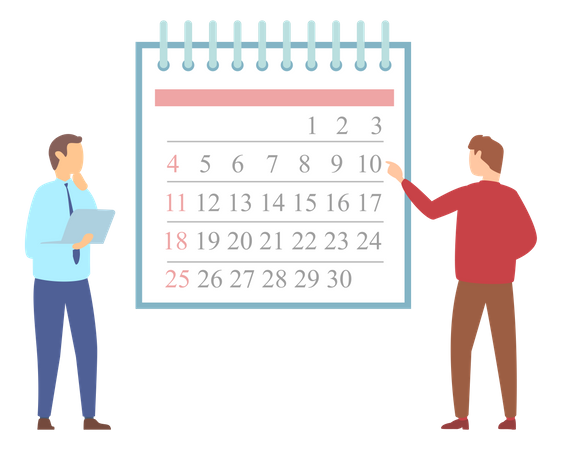 Empresários fazendo planejamento de calendário  Ilustração