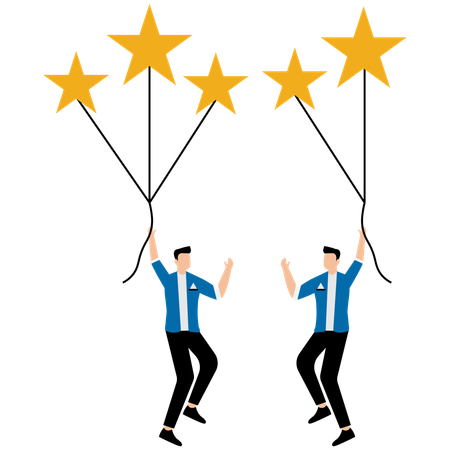 Funcionários de empresas com avaliação de 5 estrelas  Ilustração