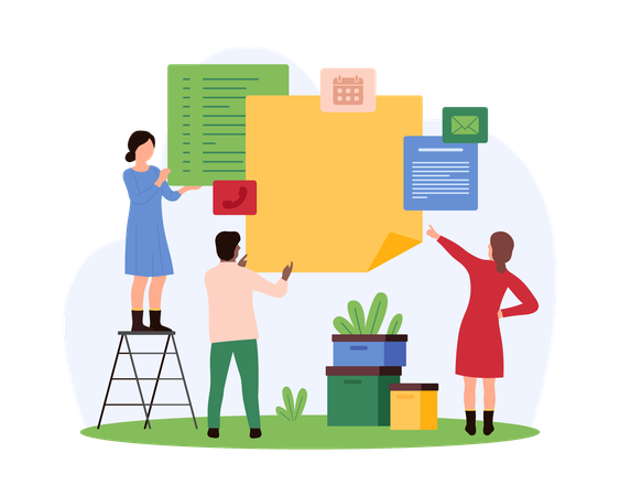 Gente de negocios haciendo gestión de tareas  Ilustración