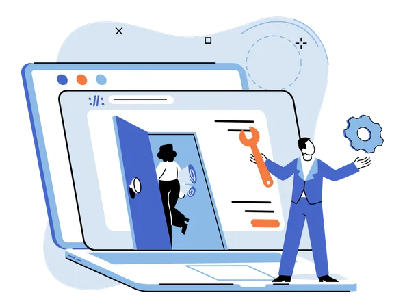 Personas de negocios involucradas en la configuración del sistema  Ilustración