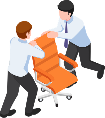 Empresarios luchando por una silla  Ilustración