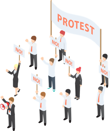 Empresarios manifestándose en protesta  Ilustración