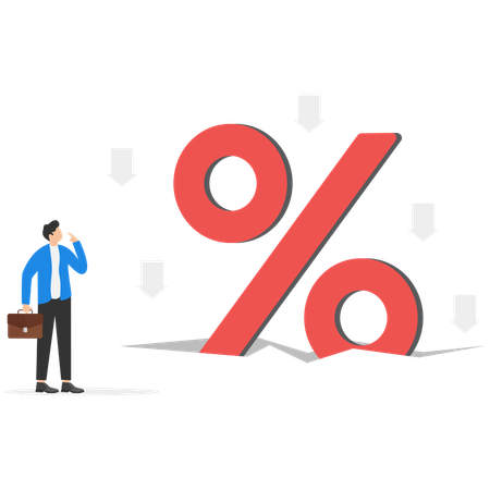 Los empresarios miran el signo de porcentaje cada vez menor  Ilustración