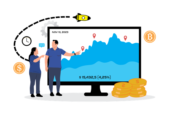 Empresários mostrando lucro inicial  Ilustração