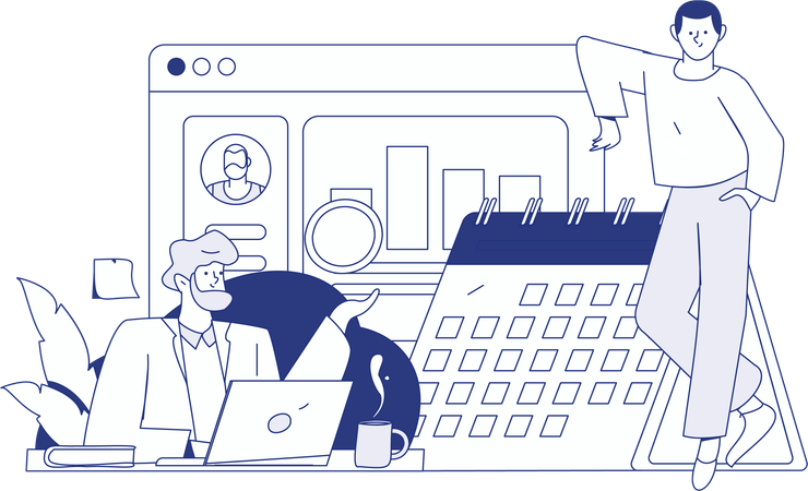 Gente de negocios haciendo planificación de horarios  Ilustración