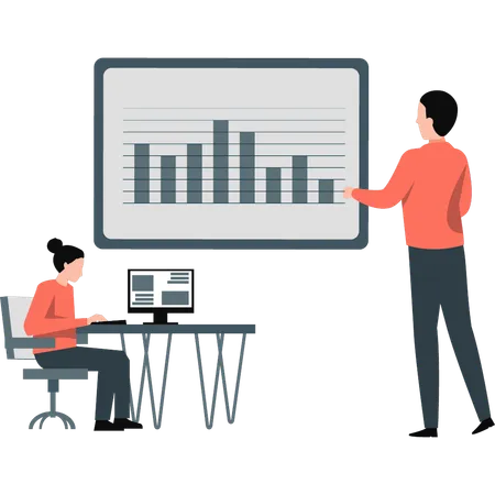 Gente de negocios presentando gráfico de crecimiento empresarial  Ilustración