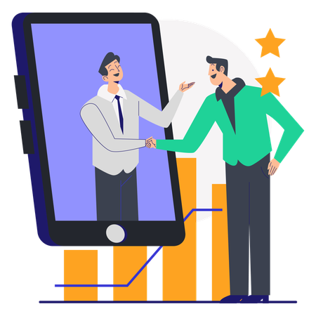 Gente de negocios que colabora en negocios en línea  Ilustración