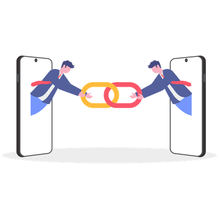 Empresarios que se conectan con direcciones URL sospechosas  Ilustración