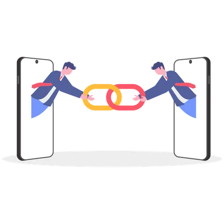 Empresarios que se conectan con direcciones URL sospechosas  Ilustración