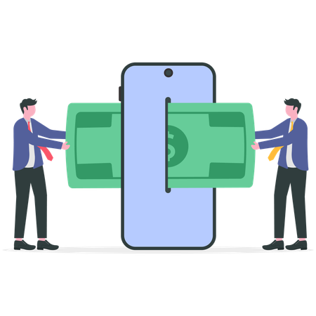 Pessoas de negócios usando aplicativo de banco móvel  Ilustração