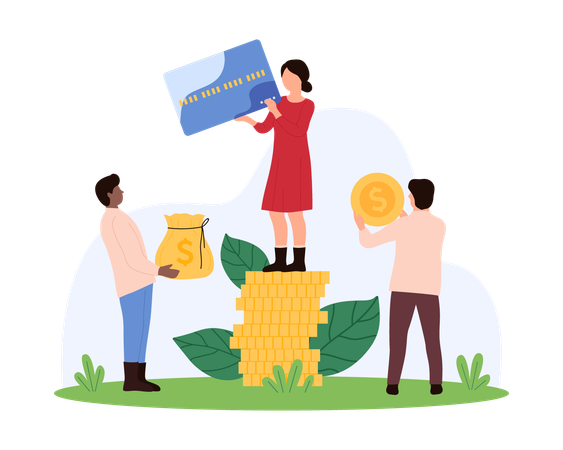 Gente de negocios haciendo pagos con tarjeta  Ilustración