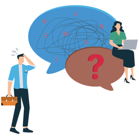 Gente de negocios respondiendo preguntas de negocios  Illustration