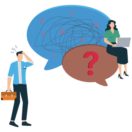 Gente de negocios respondiendo preguntas de negocios  Illustration