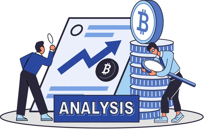 Empresários revisando gráfico de análise  Ilustração