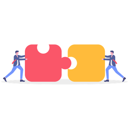 Empresários resolvendo quebra-cabeças de negócios  Ilustração