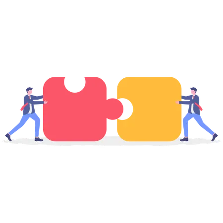 Empresários resolvendo quebra-cabeças de negócios  Ilustração