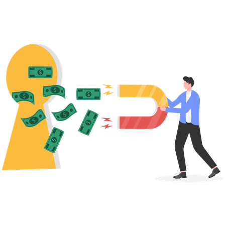 Los empresarios utilizan imanes para atraer billetes  Illustration