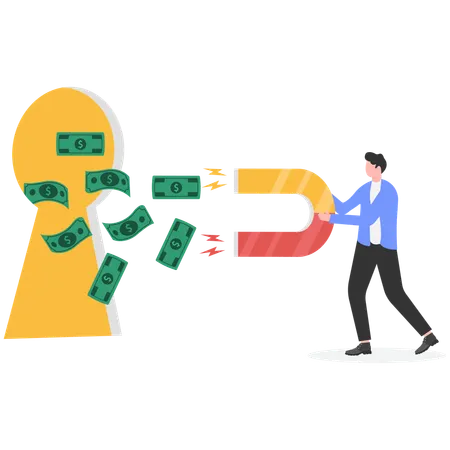 Los empresarios utilizan imanes para atraer billetes  Illustration