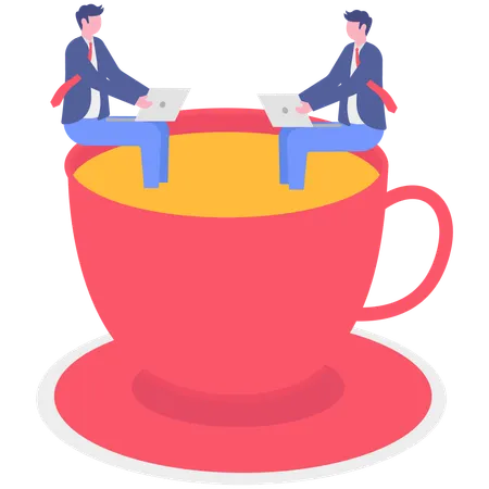 Gente de negocios tomando un descanso para tomar café  Ilustración