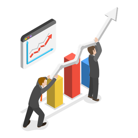 Gente de negocios trabajando en el crecimiento empresarial  Ilustración