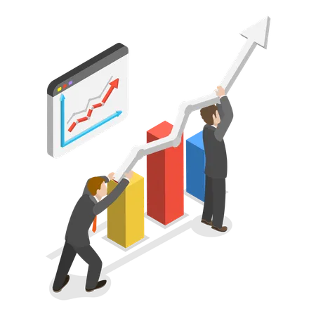 Gente de negocios trabajando en el crecimiento empresarial  Ilustración