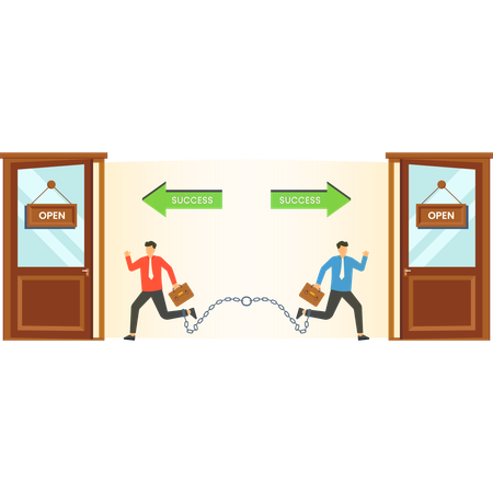Gente de negocios trabajando por un objetivo común  Ilustración