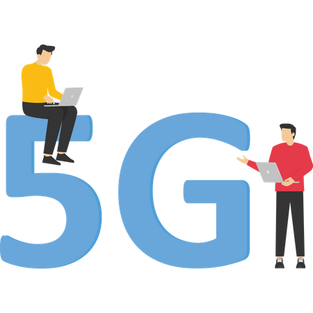 Executivos que trabalham com rede 5G  Ilustração