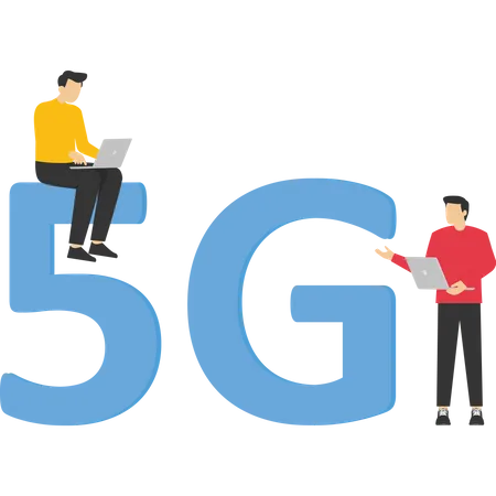 Executivos que trabalham com rede 5G  Ilustração