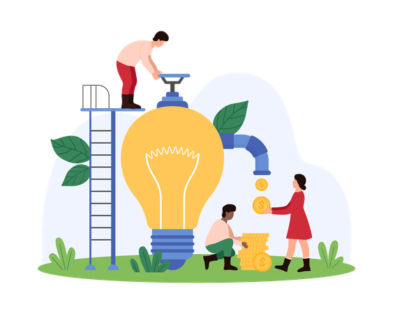 Empresários trabalhando em uma ideia criativa  Ilustração