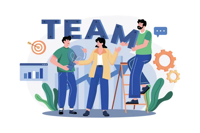 Pessoas de negócios trabalhando juntos como uma equipe  Ilustração