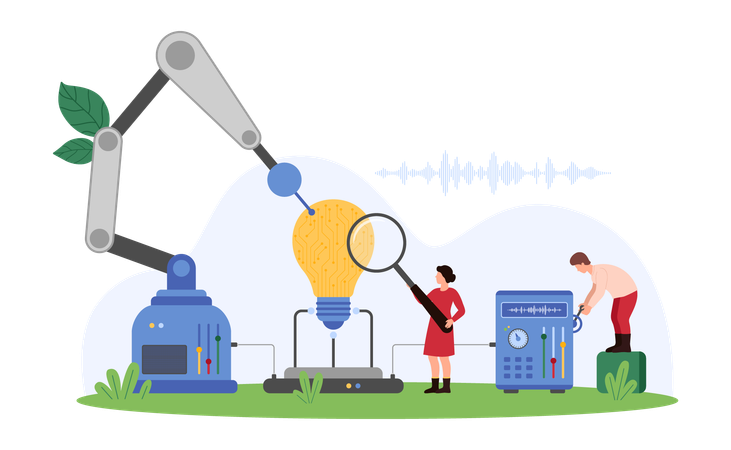 Empresários trabalhando no desenvolvimento de projeto criativo digital Ilustração