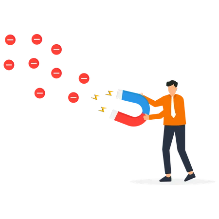 Empresários usam ímãs para atrair pensamentos negativos  Ilustração