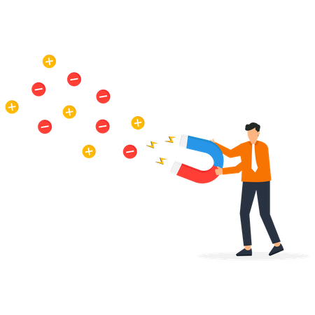 Empresários usam ímãs para atrair pensamentos positivos e negativos  Ilustração