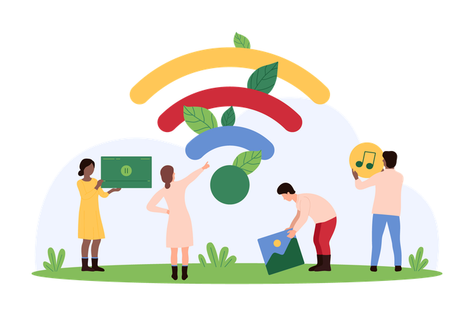 Pessoas de negócios usando conexão de internet sem fio  Ilustração