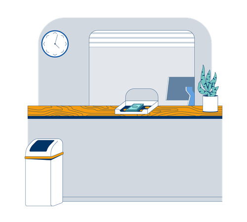 Empty bank counter with money tray  Illustration