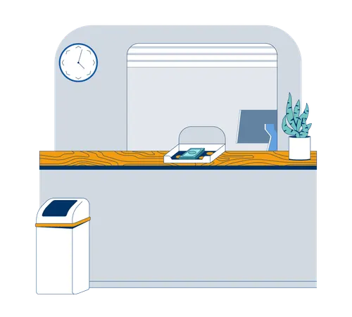 Empty bank counter with money tray  Illustration