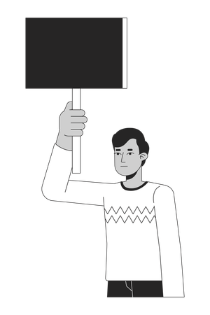 Empty banner in indian man hand  Illustration