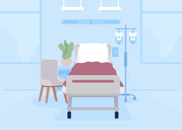 Empty bed in hospital ward  Illustration