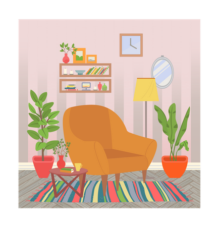 Empty chair in living room Illustration