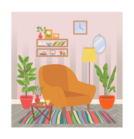 Empty chair in living room  Illustration