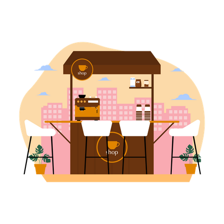 Empty coffee stall  Illustration